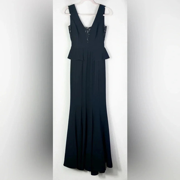 NWT BCBG MAXAZRIA “Silvia” Sleeveless Peplum Black Elegant Maxi Dress Sz 0 - Picture 3 of 16